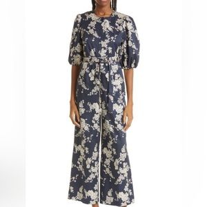 NWT $425 Rebecca Taylor Gab Floral PrintTie Waist Wide Leg Cotton Jumpsuit Size6